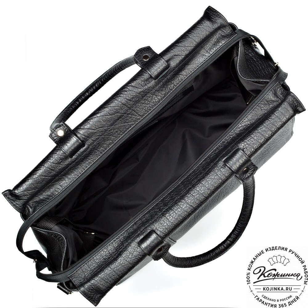Кожаный городской саквояж "Фостер" (чёрный)
