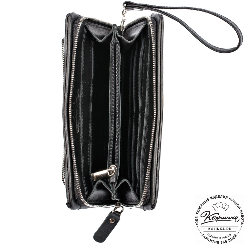 Кожаный клатч "Грэгори" (чёрный) 