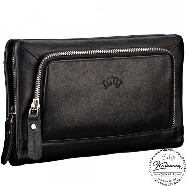 Кожаный клатч "Грэгори" (чёрный) . фото 1
