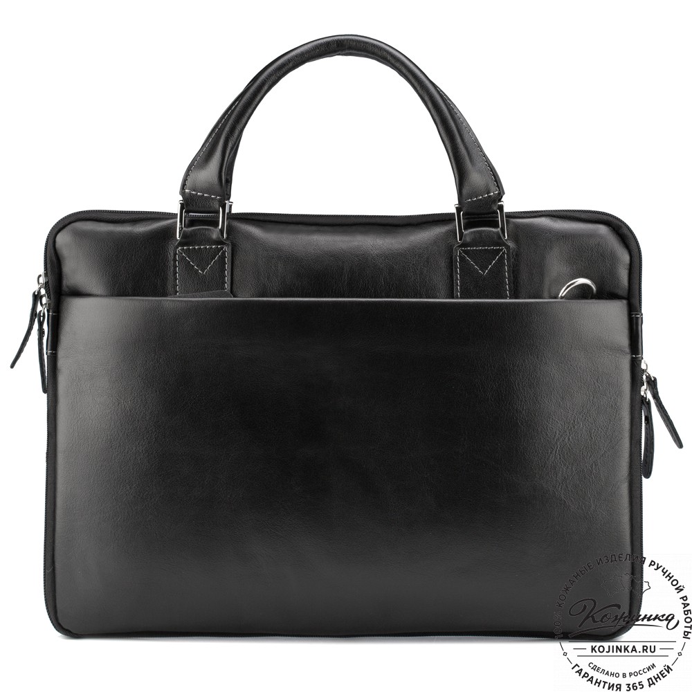 Кожаная деловая сумка "Ральф" (чёрная) 