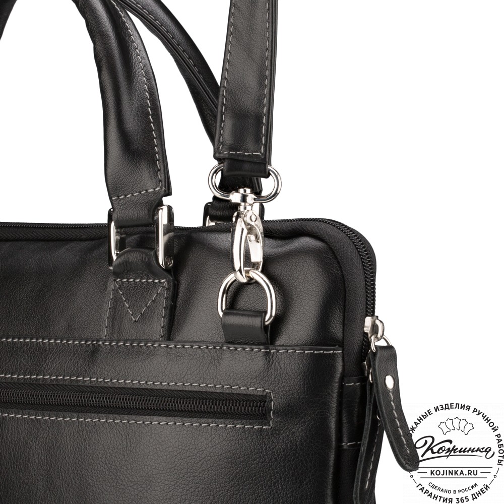 Кожаная деловая сумка "Ральф" (чёрная) 