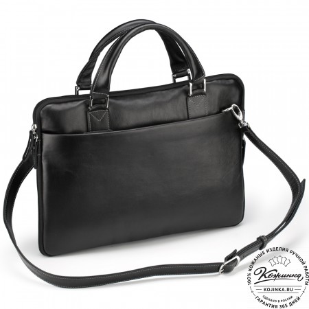 Кожаная деловая сумка "Ральф" (чёрная) 