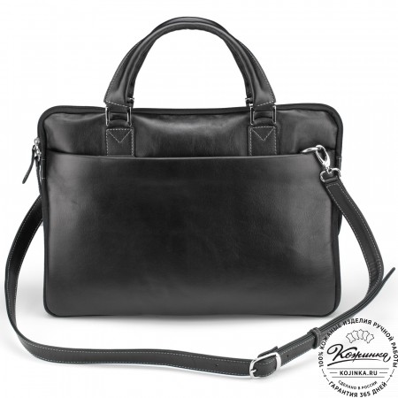 Кожаная деловая сумка "Ральф" (чёрная) 