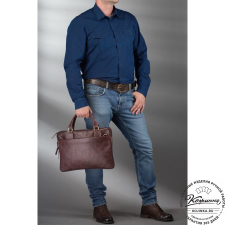 Кожаная деловая сумка "Ральф" (тёмно-коричневый антик) 