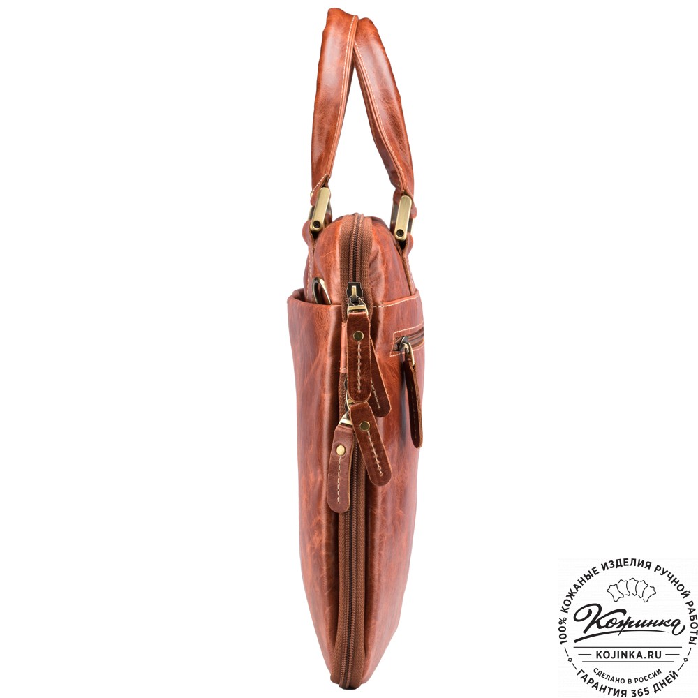 Кожаная деловая сумка "Ральф" (рыжий антик) 