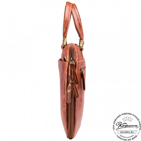 Кожаная деловая сумка "Ральф" (рыжий антик) 