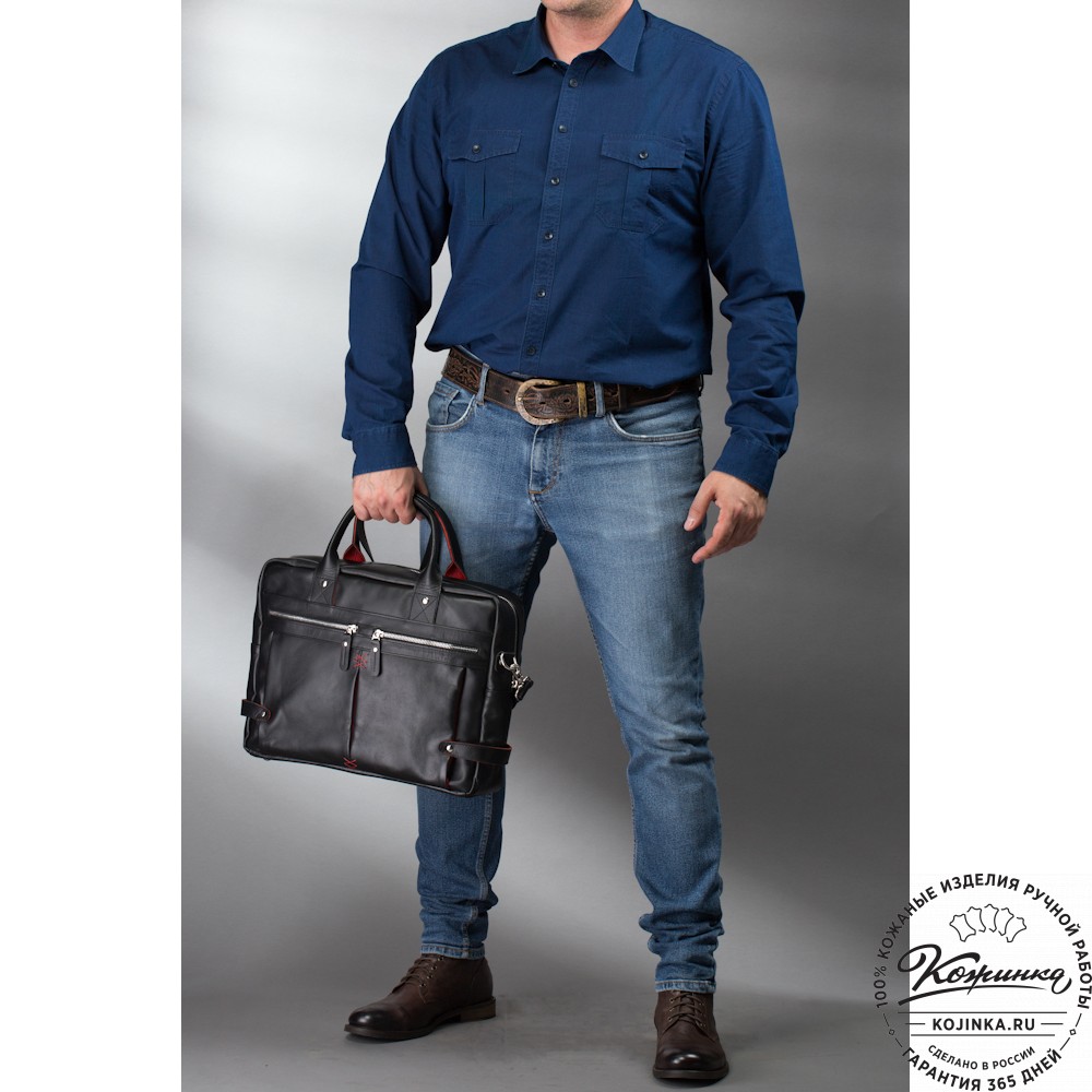 Кожаная деловая сумка "Роджер" (коричневая) 