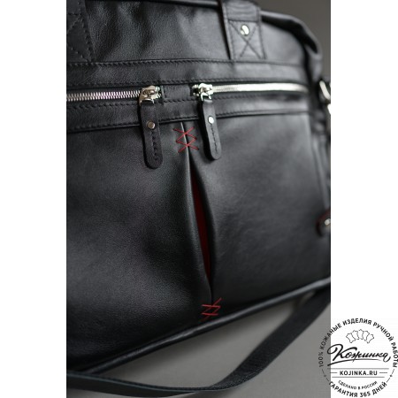 Кожаная деловая сумка "Роджер" (чёрная) 