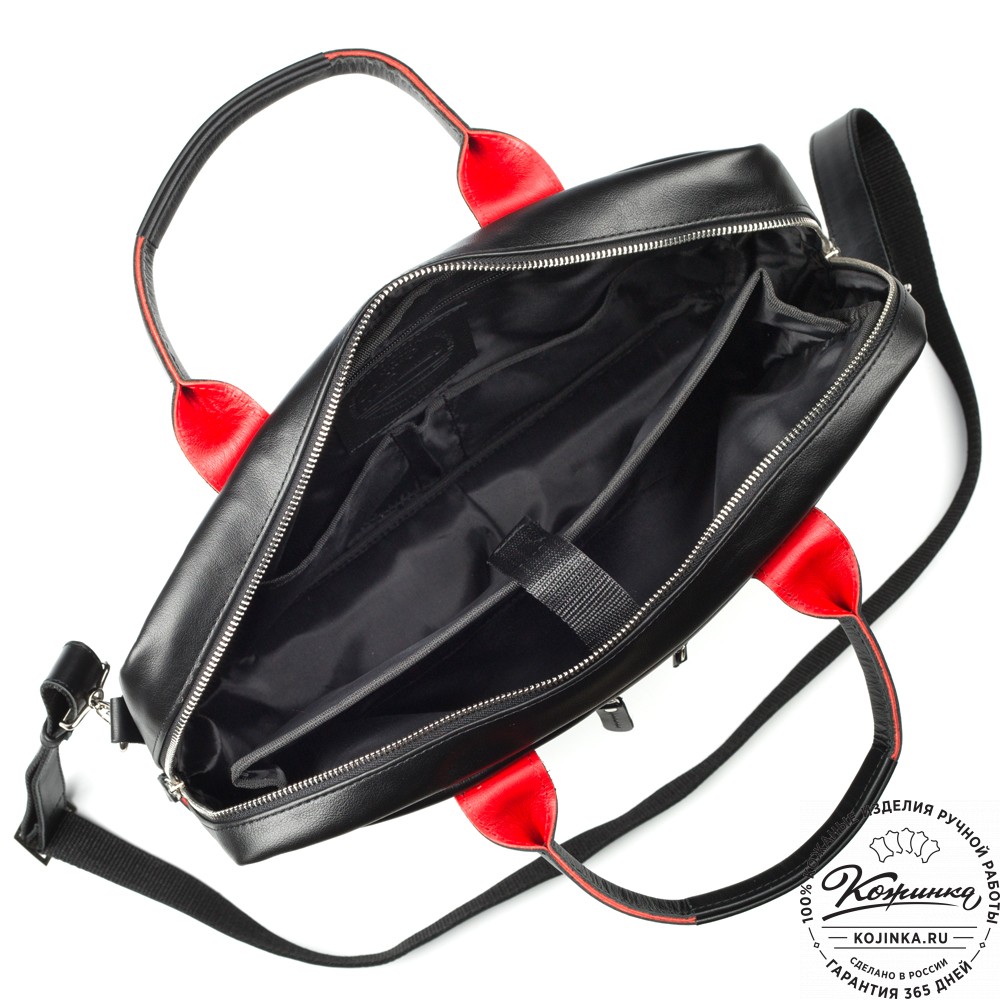 Кожаная деловая сумка "Роджер" (чёрная) 