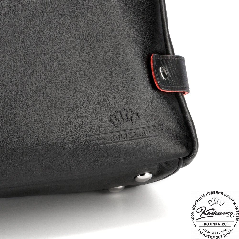 Кожаная деловая сумка "Роджер" (чёрная) 