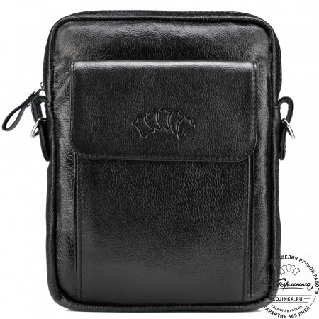 Кожаная нагрудная сумка "Стивен" (фактура чёрная)