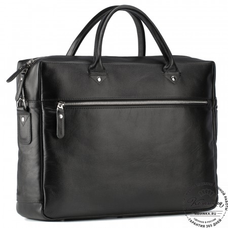 Кожаная деловая сумка "Спайк" (чёрная) 