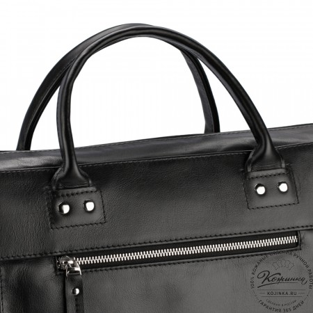 Кожаная деловая сумка "Спенсер" (чёрная) 