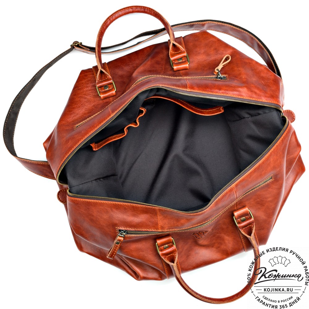 Кожаная дорожно-спортивная сумка Англия (рыжий антик)