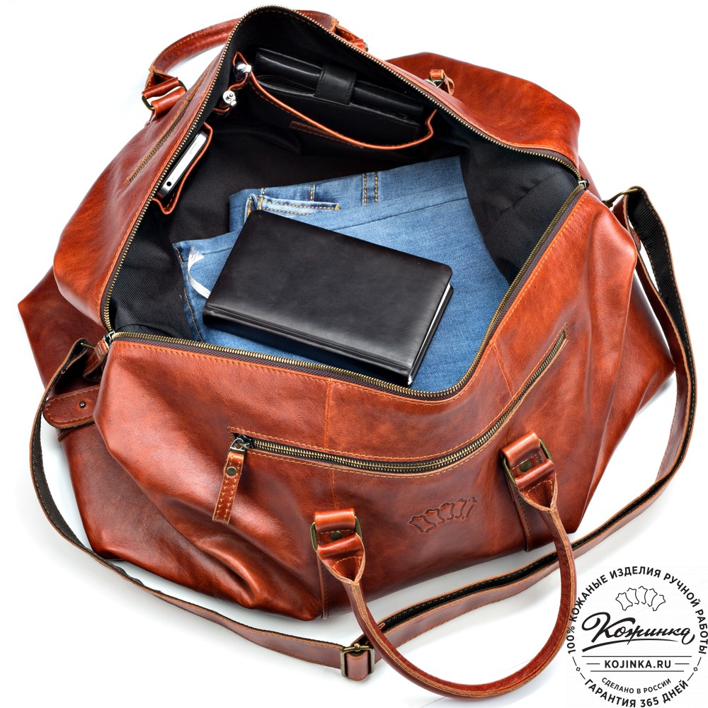 Кожаная дорожно-спортивная сумка Англия (рыжий антик)