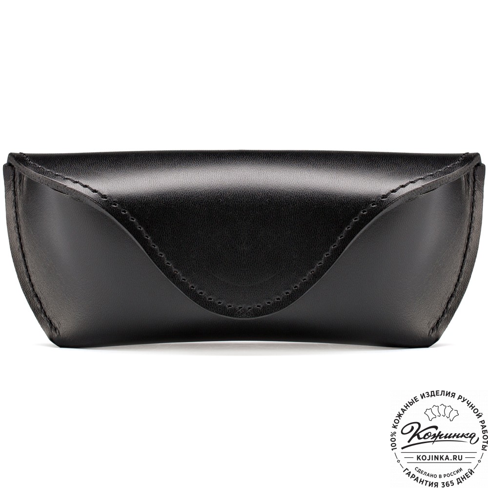 Кожаный футляр для очков из жёсткой кожи (чёрный) 