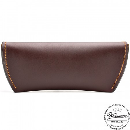 Кожаный футляр для очков из жёсткой кожи (коричневый)