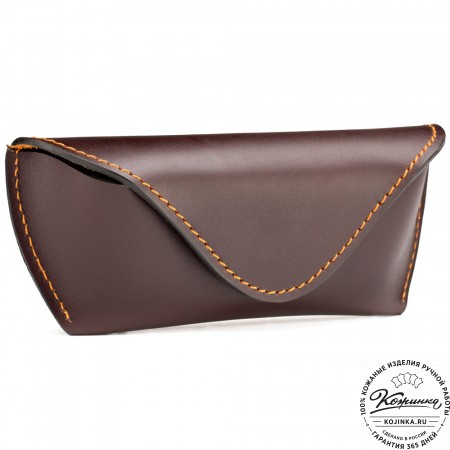 Кожаный футляр для очков из жёсткой кожи (коричневый)