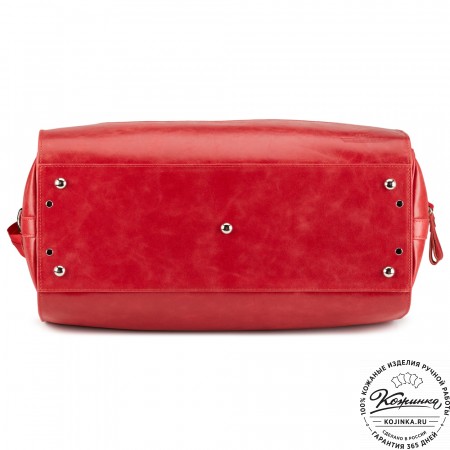 Кожаный дорожный саквояж "Гарри" (красный)