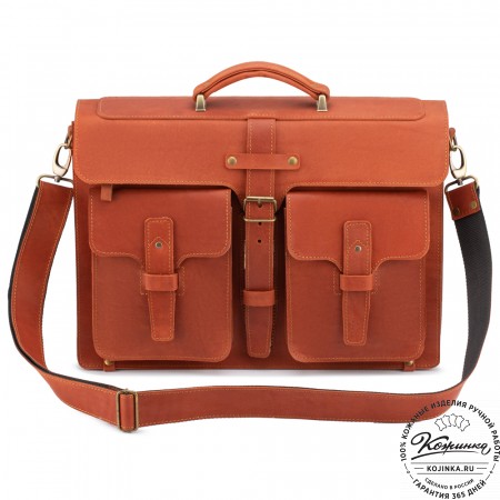 Кожаный портфель "Мирон" (рыжий)