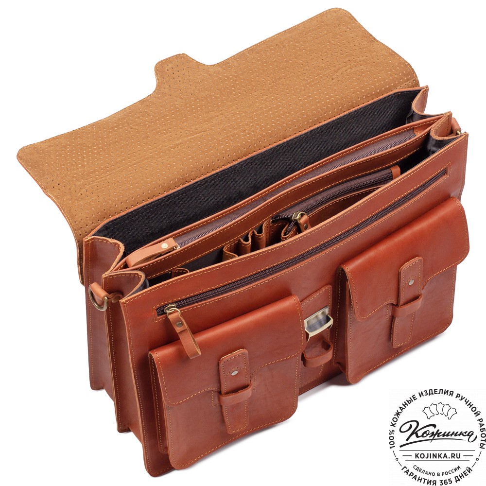 Кожаный портфель "Мирон" (рыжий)