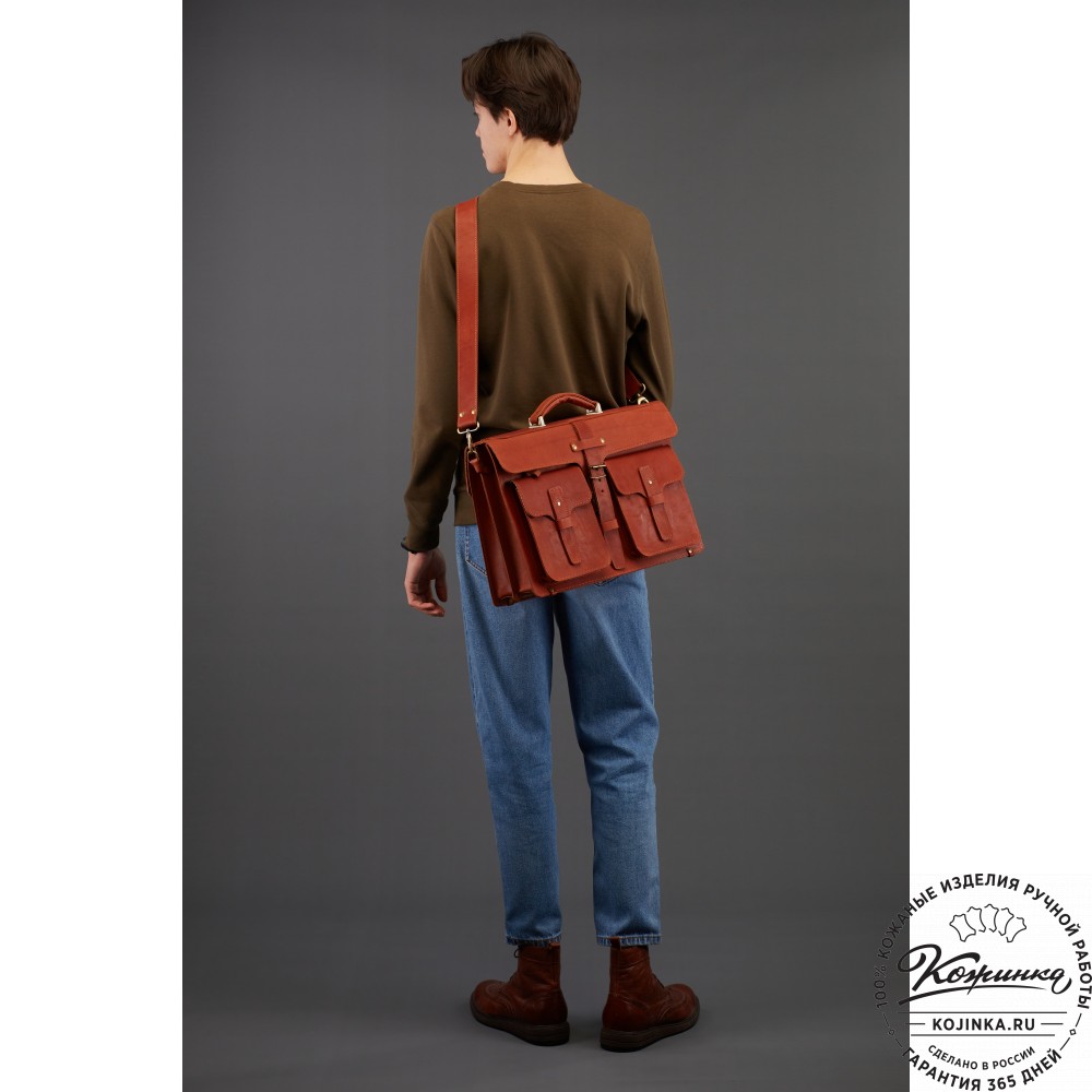 Кожаный портфель "Мирон" (тёмно-коричневый)