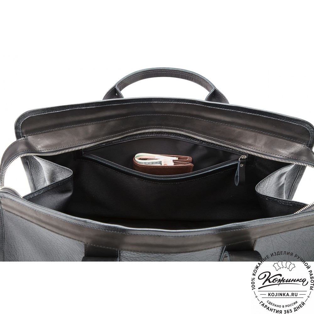 Кожаная дорожная сумка "Чарли" (чёрная)