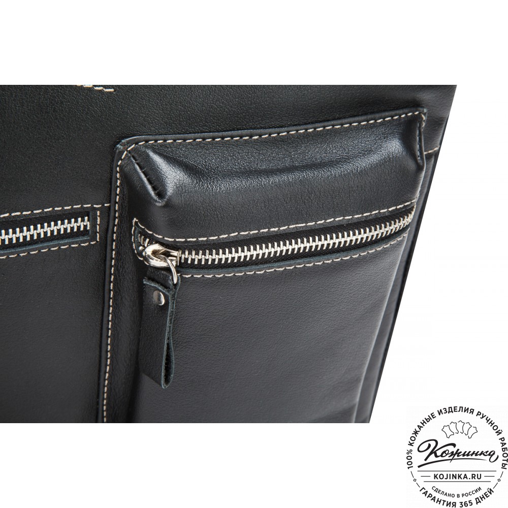 Кожаная деловая сумка "Диего" (черная)