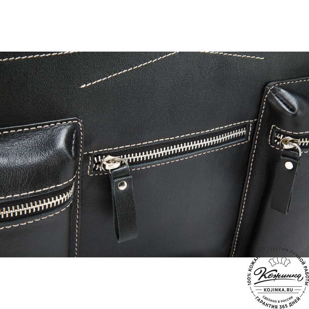 Кожаная деловая сумка "Диего" (черная)