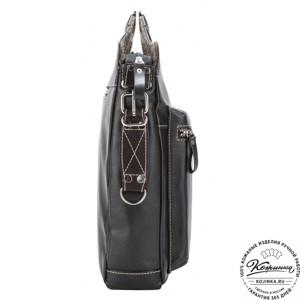 Кожаная деловая сумка "Диего" (черная)