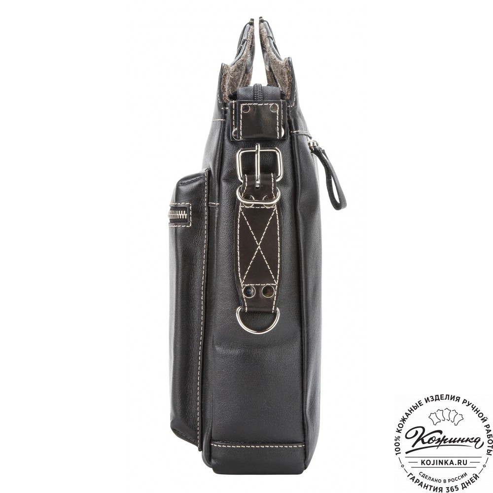 Кожаная деловая сумка "Диего" (черная)