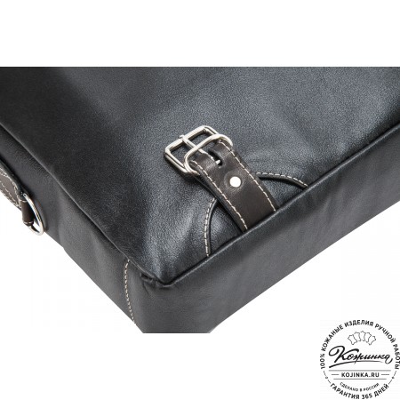 Кожаная деловая сумка "Диего" (черная)
