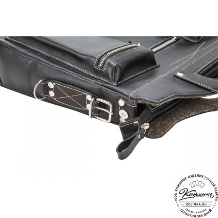 Кожаная деловая сумка "Диего" (черная)