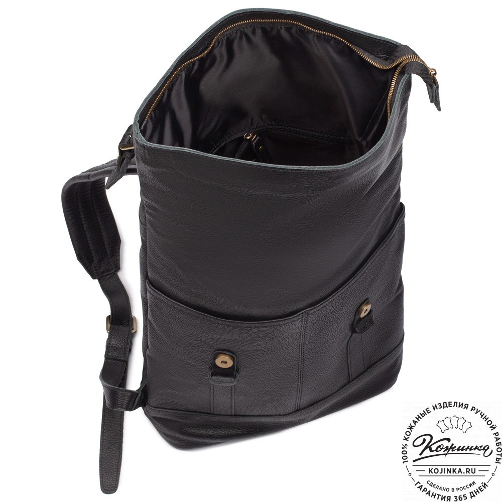 Кожаный рюкзак "Бэнжамин" (чёрный)