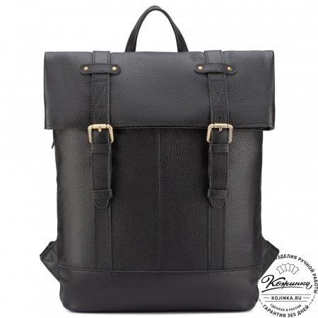 Кожаный рюкзак "Бэнжамин" (чёрный)
