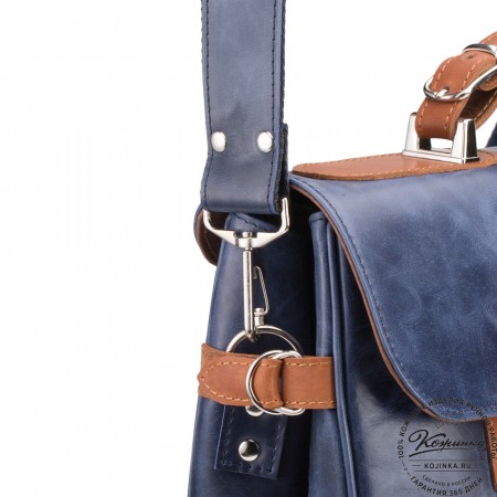 Кожаный портфель "Сталкер" (синий антик с рыжим)