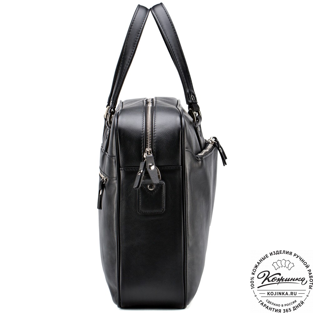 Кожаная деловая сумка "Роберт" (чёрная) 