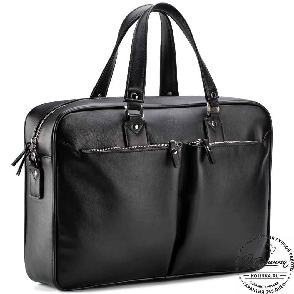 Кожаная деловая сумка "Роберт" (чёрная) 