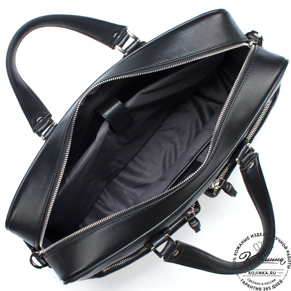 Кожаная деловая сумка "Роберт" (чёрная) 
