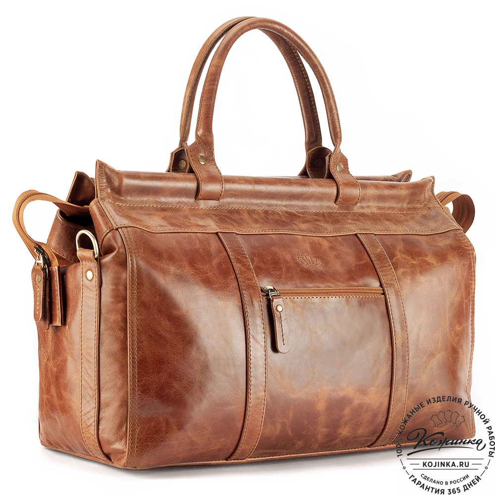 Кожаный городской саквояж "Фостер" (рыжий антик)