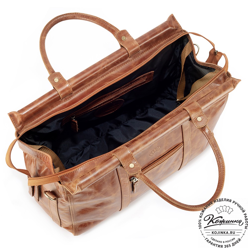 Кожаный городской саквояж "Фостер" (рыжий антик)