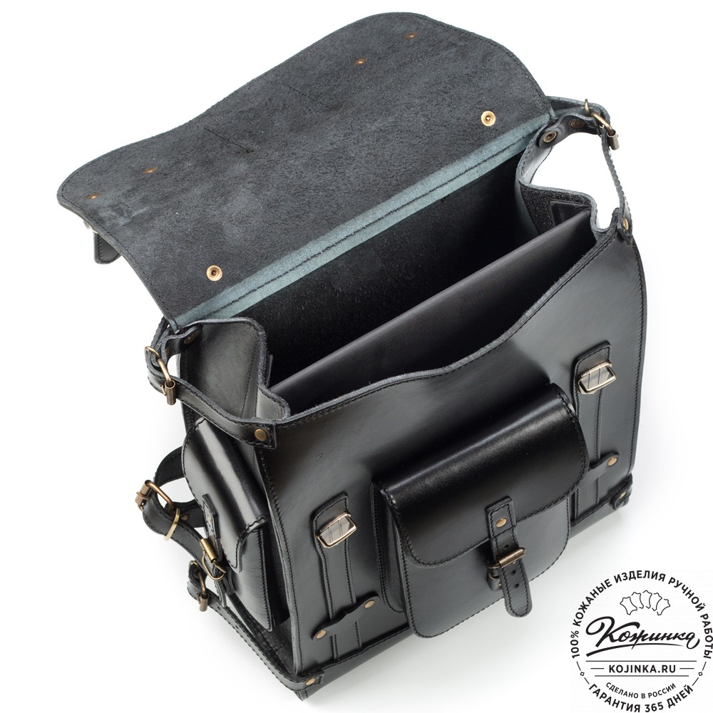 Кожаный ранец "Максимус 3" (чёрный)