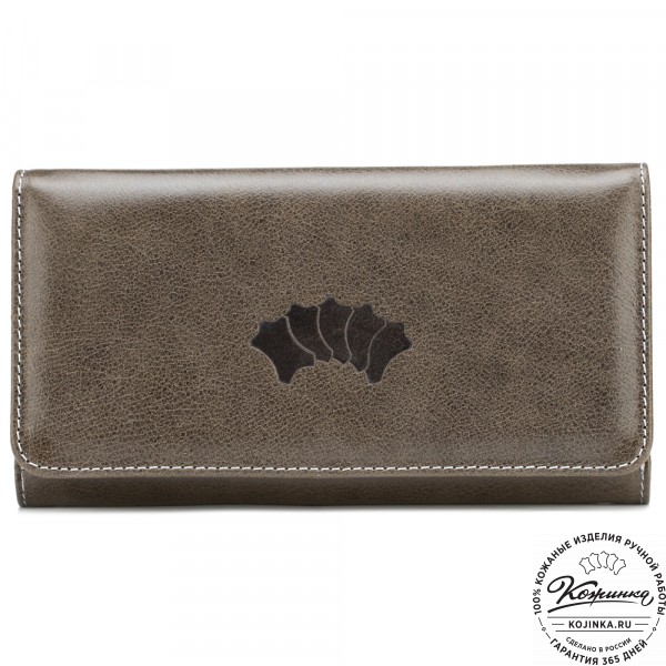 Кожаное портмоне "Франция" (оливковое). фото 1