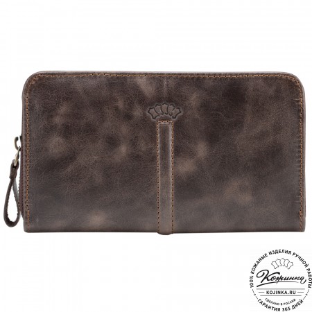 Кожаный клатч "Картер New" (тёмно-коричневый антик) 
