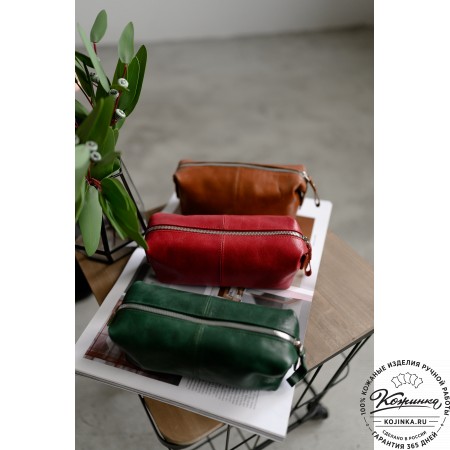 Кожаная косметичка "Бамбина" (рыжая)