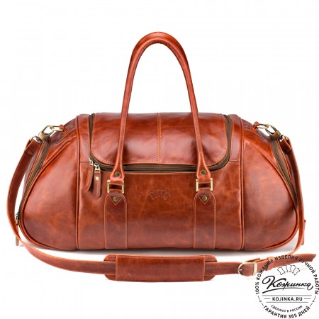 Кожаная дорожно-спортивная сумка "Дональд" (рыжий антик)