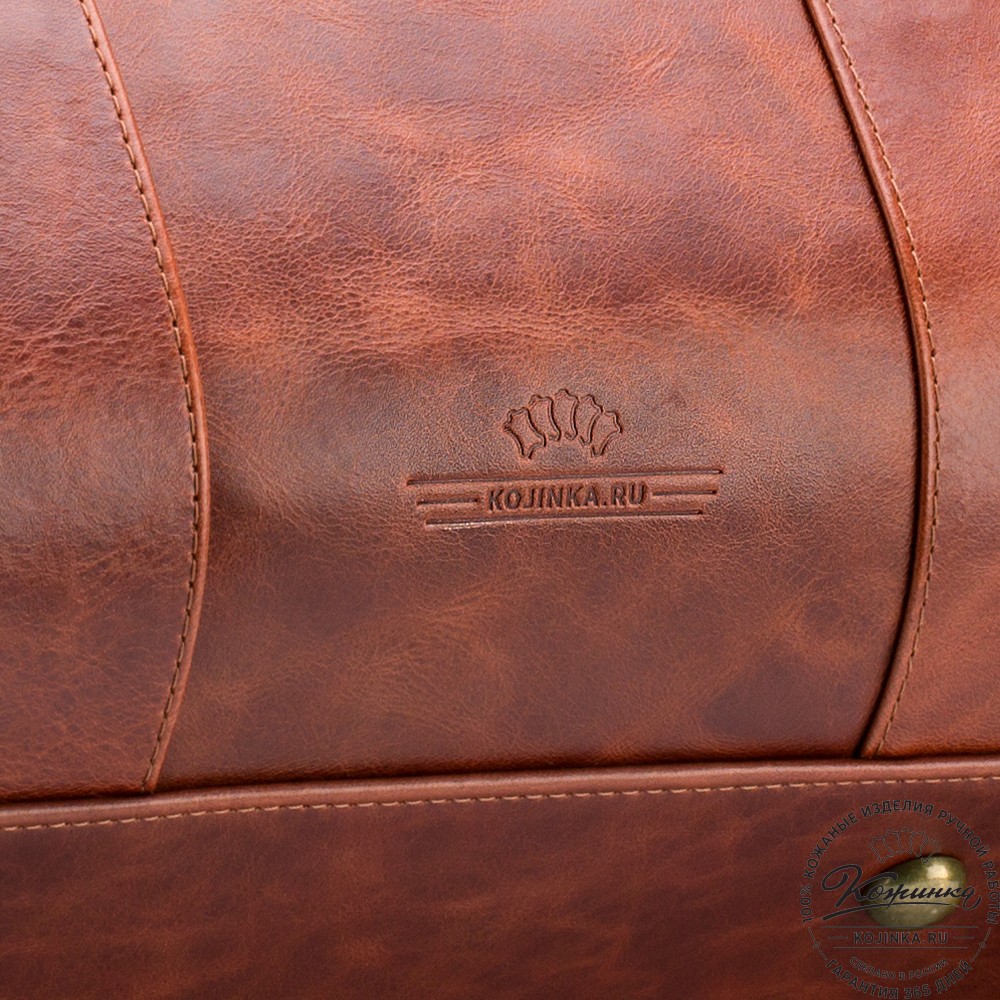 Кожаная дорожно-спортивная сумка "Дональд" (рыжий антик)