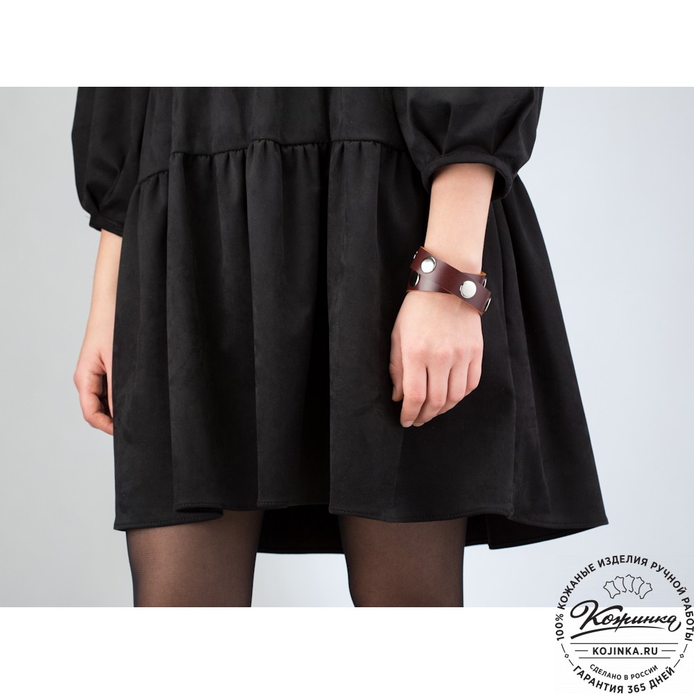 Кожаный браслет "Вегард" (тёмно-коричневый)