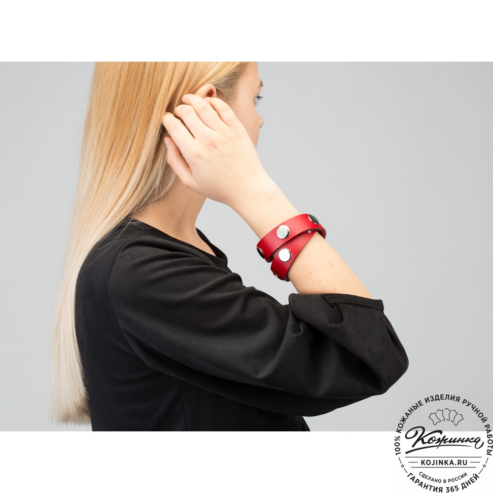 Кожаный браслет "Вегард" (красный)