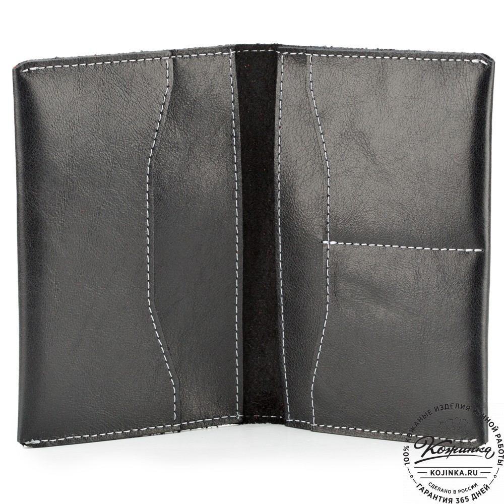 Кожаная обложка на паспорт "Сингапур" (чёрная) 